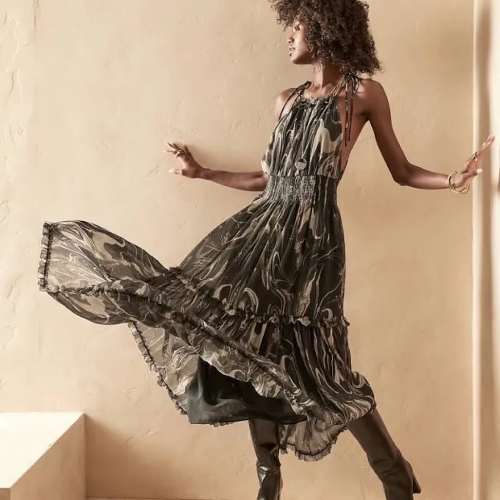 Banana Republic halter midi dress size small.